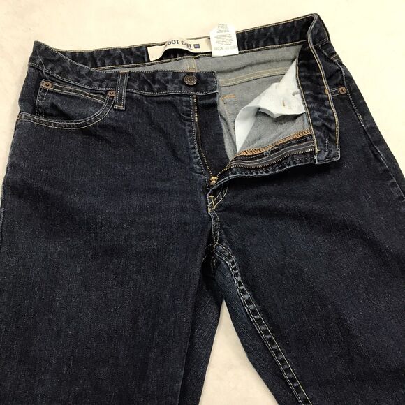 90s GAP Boot Cut Stretch Jean Women 12Reg (32x30) Dark Wash Raw Blue USA Denim - Picture 4 of 16